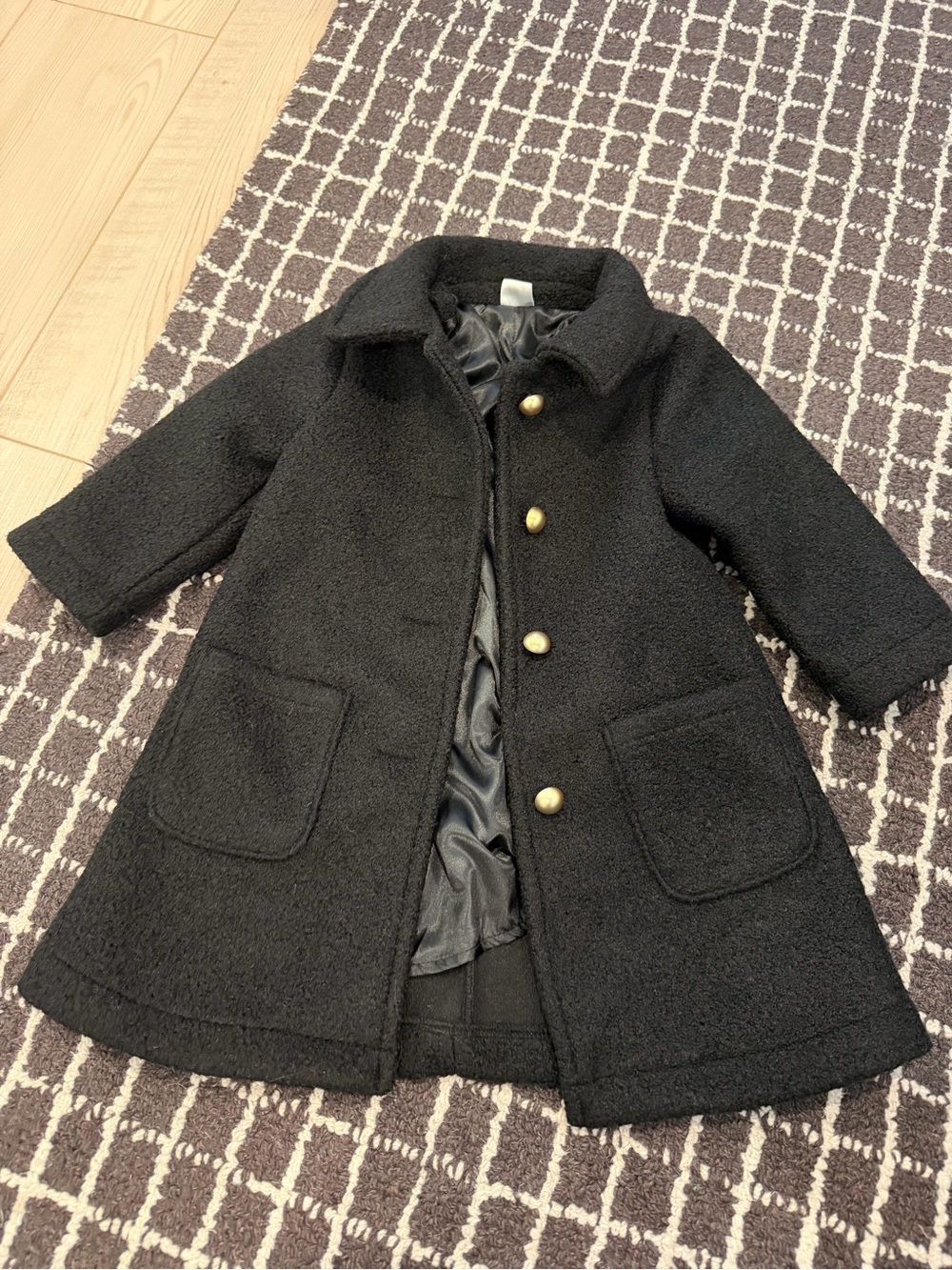 Edgehill Collection Girls' Black Pea Coat with Gold Buttons